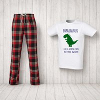 60 SECOND MAKEOVER Men's Papa Dinosaur Pyjama Set in Red | Size: 2XL