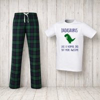 60 SECOND MAKEOVER Men's Dad Dinosaur Pyjama Set in Green | Size: Small
