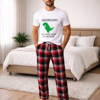 60 SECOND MAKEOVER Men's Landlord Dinosaur Pyjama Set in Red | Size: Medium