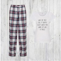 60 SECOND MAKEOVER Women's Why Do They Call It Beauty Sleep When You Wake Up Looking Like A Troll Pyjama Set in Pink | Size: Medium