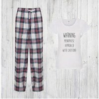 60 SECOND MAKEOVER Women's Menopause Approach With Caution Pyjama Set in Pink | Size: Large
