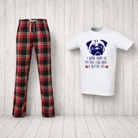 60 SECOND MAKEOVER Women's I Work Hard So My Pug Can Have A Better Life Tartan Pyjama Set in Red | Size: XS
