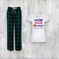 60 SECOND MAKEOVER Women's I'm Not Spoiled My Husband Just Loves Me Pyjama Set in Green | Size: Small