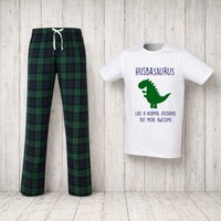 60 SECOND MAKEOVER Men's Husband Dinosaur Pyjama Set in Green | Size: 2XL