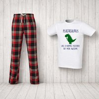 60 SECOND MAKEOVER Men's Plastasaurus Dinosaur Pyjama Set in Red | Size: XS