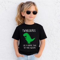 60 SECOND MAKEOVER Twin Dinosaur T-Shirt in Black | Size: 2-3 Years