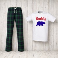 60 SECOND MAKEOVER Men's Daddy Bear Tartan Pyjama Set in Green | Size: 2XL