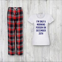 60 SECOND MAKEOVER Women's I'm Only A Morning Person On December 25th Pyjama Set in Red | Size: Large