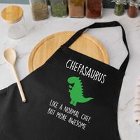 60 SECOND MAKEOVER Chef Dinosaur Apron in Black