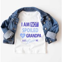 60 SECOND MAKEOVER I'm Not Spoiled My Grandpa Just Loves Me Boys T-Shirt in White | Size: 18-24 m