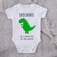 60 SECOND MAKEOVER Babysaurus Dinosaur Baby Grow in White | Size: 6-12 m