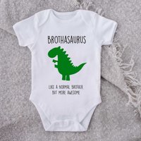 60 SECOND MAKEOVER Brothasaurus Dinosaur Baby Grow in White | Size: 12-18 m