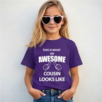 60 SECOND MAKEOVER This Is What An Awesome Cousin Looks Like T-Shirt in Purple | Size: 0-6 m