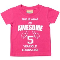 This is What An Awesome 5 Year Old Looks Like T-Shirt in | Size: 7-8 Years