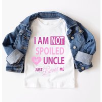 60 SECOND MAKEOVER I'm Not Spoiled My Uncle Just Loves Me T-Shirt in White | Size: 18-24 m