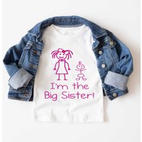 60 SECOND MAKEOVER Girl's I'm The Big Sister T-Shirt in White | Size: 2-3 Years
