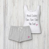 60 SECOND MAKEOVER Women's Best Sister Ever Ever The End Pyjama Set in Grey | Size: Large