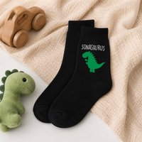 60 SECOND MAKEOVER Boy's Son Dinosaur Sonasarus Black Socks | Size: Infant 9-10