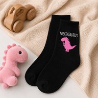60 SECOND MAKEOVER Girls Niece Dinosaur Nieceasaurus Kids Black Socks | Size: Infant 7-8