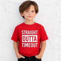 60 SECOND MAKEOVER Straight Outta Timeout T-Shirt in Red | Size: 0-6 m