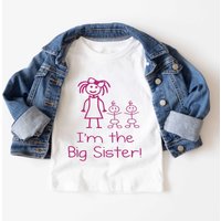 60 SECOND MAKEOVER Girl's I'm The Big Sister TWINS T-Shirt in White | Size: 0-6 m