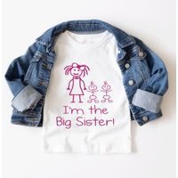 60 SECOND MAKEOVER Girl's I'm The Big Sister TWINS T-Shirt in White | Size: 2-3 Years