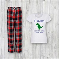 60 SECOND MAKEOVER Women's Teen Dinosaur Pyjama Set in Red | Size: Large