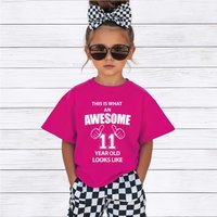 60 SECOND MAKEOVER This is What An Awesome 5 Year Old Looks Like T-Shirt in Pink | Size: 9-11 Years