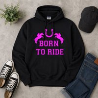 60 SECOND MAKEOVER Women's Born To Ride Hoodie in Black | Size: Large