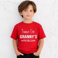 60 SECOND MAKEOVER I'm Granny's Problem T-Shirt in Red | Size: 5-6 Years