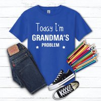 60 SECOND MAKEOVER Today I'm Grandma's Problem T-Shirt in Blue | Size: 9-11 Years