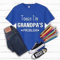 60 SECOND MAKEOVER Today I'm Grandpa's Problem T-Shirt in Blue | Size: 18-24 m