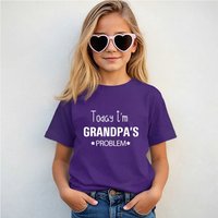 60 SECOND MAKEOVER Today I'm Grandpa's Problem T-Shirt in Purple | Size: 12-13 Years