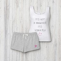 60 SECOND MAKEOVER Women's It's Not A Hangover It's Vodka Flu Pyjama Set PJ's in Grey | Size: XS