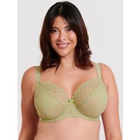 Flirtelle Women's Viola Geo Stretch Lace Balcony Bra in Light Green | Size: 40HH