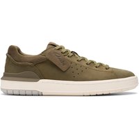Clarks Men's Courtlite 2 Run Olive Nubuck Trainers, Lace Up in Green | Size: 9-Standard Fit