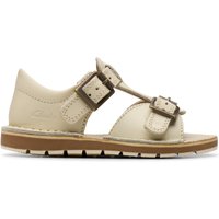 Clarks Playsun RF Toddler Off-White Leather Flat Sandals in White | Size: 4-Standard Fit