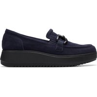 Clarks Women's Zylah Top Navy Suede Loafers, Slip Ons in Blue | Size: 5-Standard Fit