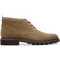 Clarks Men's Newford Mid Dark Sand Suede Lace Up, Ankle Boots in Beige | Size: 6.5-Standard Fit