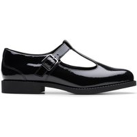 Clarks Tapa Hope Youth Black Patent T Bar Shoes, School Shoes | Size: 5-Standard Fit