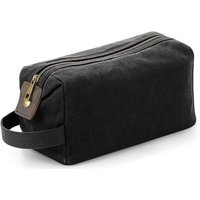 Quadra Heritage Washed Leather Accents Toiletry Bag in Black