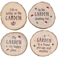 Something Different Garden Wood Slice Coaster Set in Brown