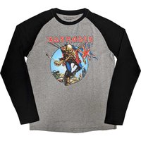 Iron Maiden Men's Trooper Burst Raglan T-Shirt in Black | Size: Medium