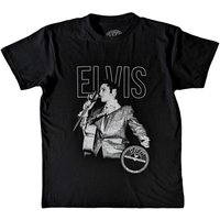 Sun Records Men's Live Elvis Presley Portrait T-Shirt in Black | Size: XL
