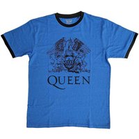 Queen Men's Crest Logo T-Shirt in Blue | Size: Small