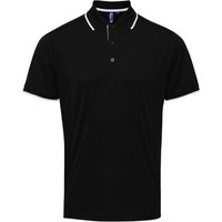 Premier Men's Coolchecker Contrast Pique Polo Shirt in Black | Size: 2XL