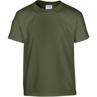 Gildan Plain Cotton Heavy T-Shirt in Bottle Green | Size: 9 Years
