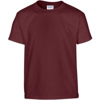 Gildan Plain Cotton Heavy T-Shirt in Maroon | Size: 9 Years