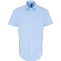Premier Men's Poplin Stretch Short-Sleeved Shirt in Pale Blue | Size: Small