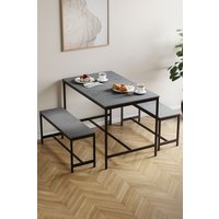 Home Discount Vida Designs Roslyn 4 Seater Dining Table With Bench Set in Grey